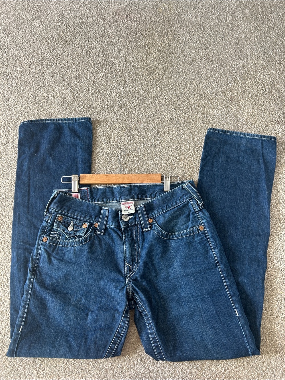 True Religion Men’s Straight Jeans - Indigo Blue Denim